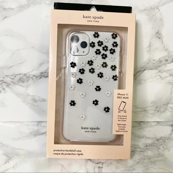 KATE SPADE Black White‎ Floral IPhone 11Pro Max Clear Case - Picture 1 of 5